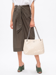 Tory Burch 75450 Kira Chevron Quilted Leather Tote In New Cream