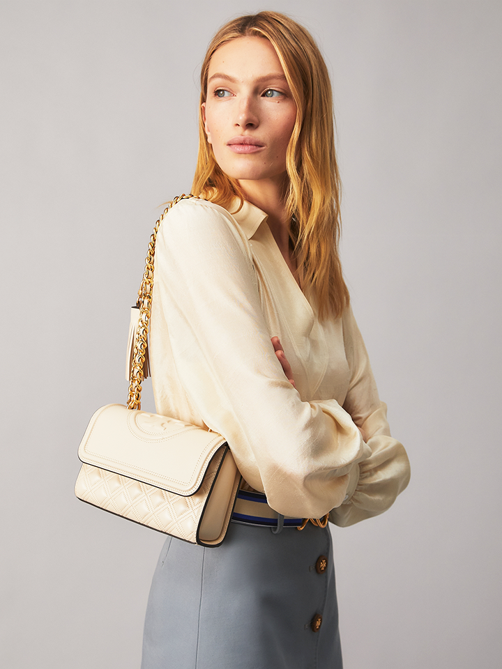 Tory Burch 75576 New Fleming Small Convertible Shoulder Bag New Cream