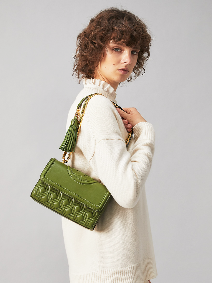 Tory Burch 75576 New Fleming Small Convertible Shoulder Bag Spinach