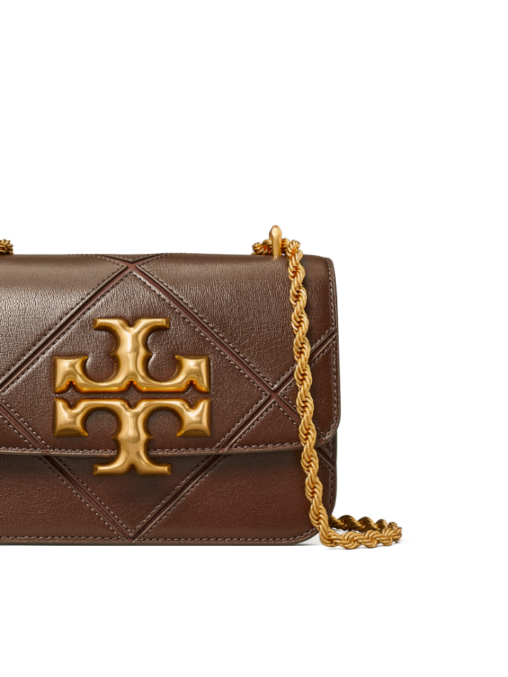 Tory Burch Eleanor Diamond Quilted Small Convertible Shoulder Bag Cold Brew