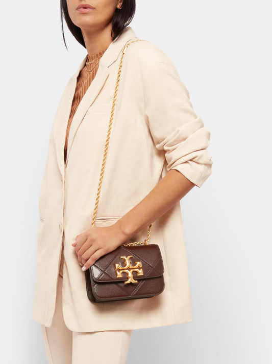 Tory Burch Eleanor Diamond Quilted Small Convertible Shoulder Bag Cold Brew