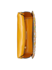Tory Burch 76962 Fleming Printed Straw Small Convertible Shoulder Bag Natural Butternut