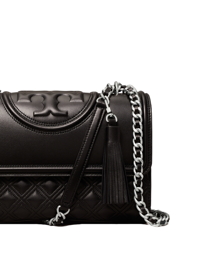 Tory Burch Fleming Convertible Shoulder Bag Black Silver