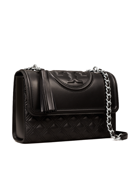 Tory Burch Fleming Convertible Shoulder Bag Black Silver