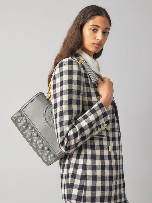 Tory Burch Fleming Convertible Shoulder Bag Overcast