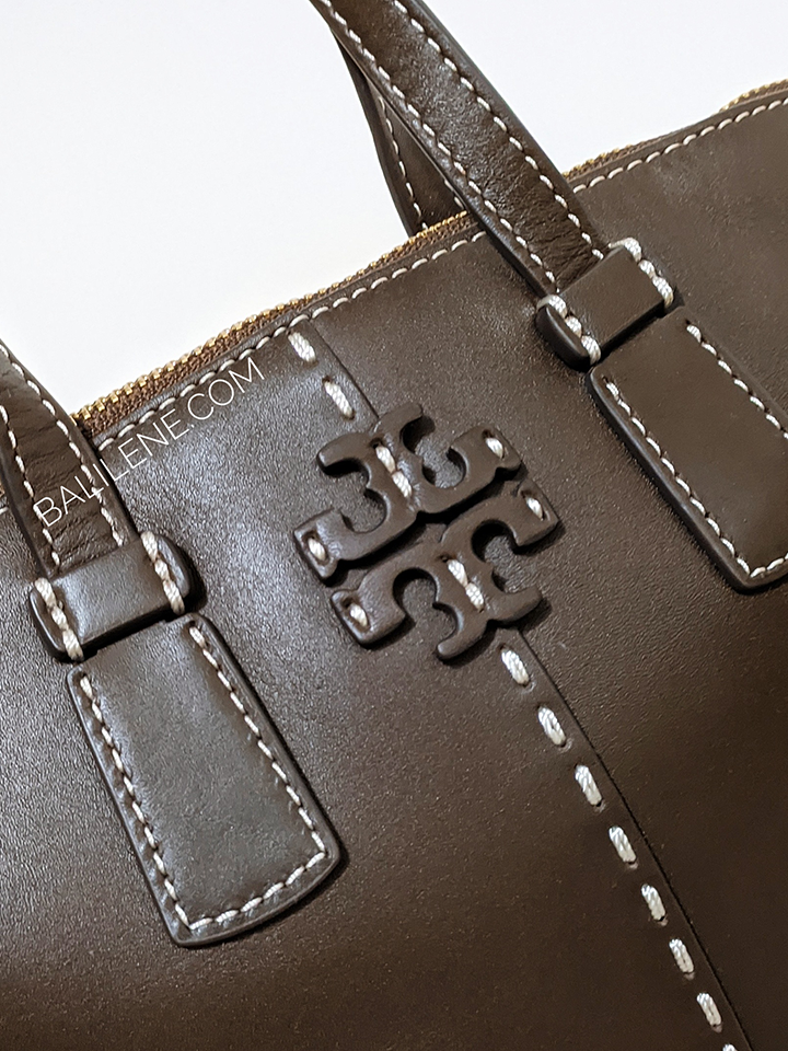 Tory Burch 77094 McGraw Smooth Mini Top-Zip Satchel Cold Brew