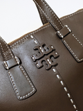 Tory Burch 77094 McGraw Smooth Mini Top-Zip Satchel Cold Brew