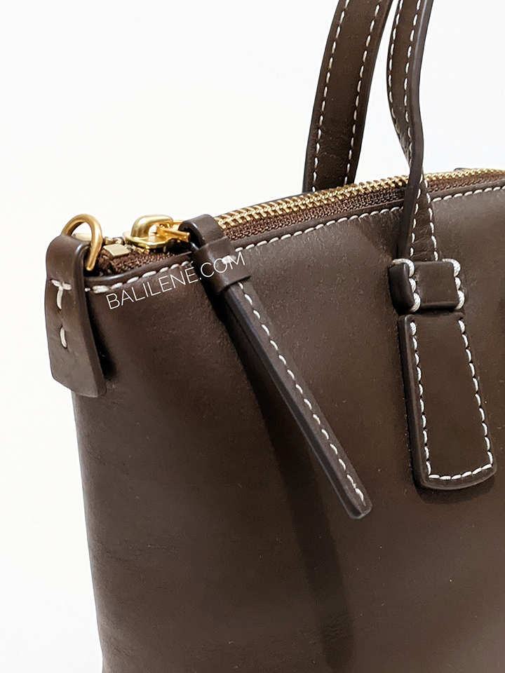 Tory Burch 77094 McGraw Smooth Mini Top-Zip Satchel Cold Brew