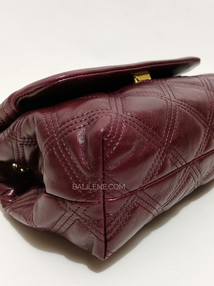 Tory Burch 77136 Fleming Soft Glazed Small Convertible Shoulder Bag Burgundy