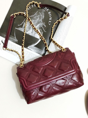 Tory Burch 77136 Fleming Soft Glazed Small Convertible Shoulder Bag Burgundy