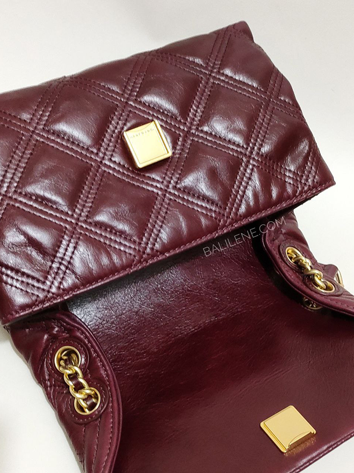 Tory Burch 77136 Fleming Soft Glazed Small Convertible Shoulder Bag Burgundy