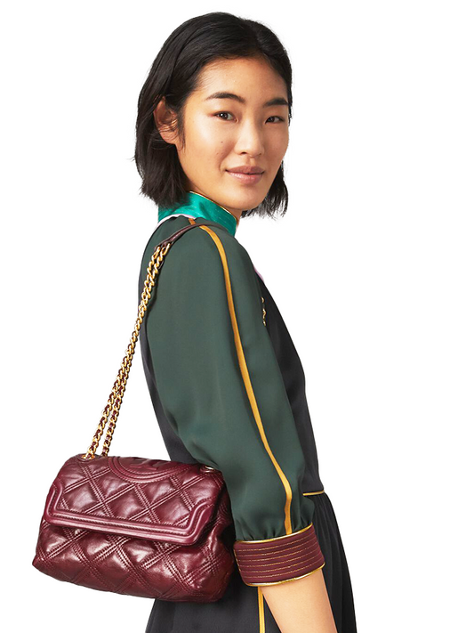 Tory Burch 77136 Fleming Soft Glazed Small Convertible Shoulder Bag Burgundy
