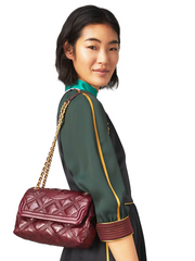 Tory Burch 77136 Fleming Soft Glazed Small Convertible Shoulder Bag Burgundy