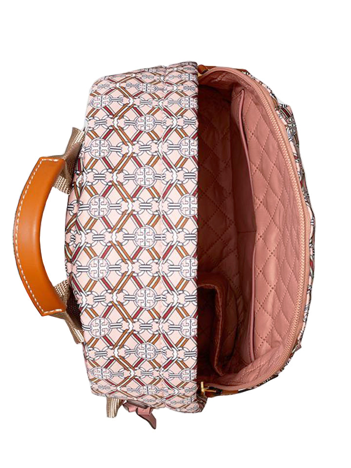 Tory Burch 77272 Piper Printed Small Zip Backpack Pink Gemini Link Medallion