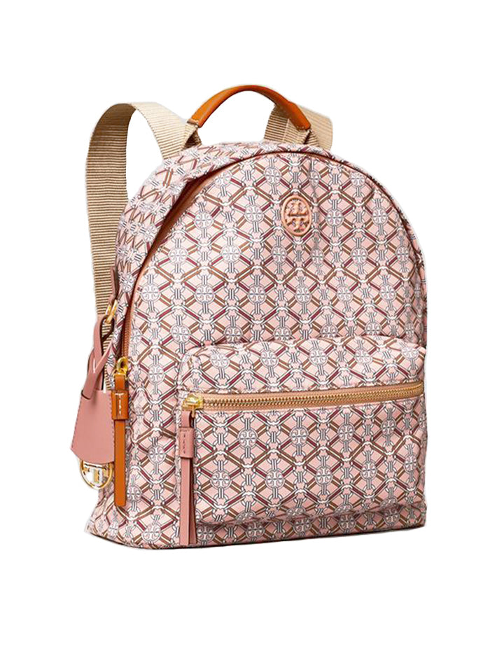 Tory Burch 77272 Piper Printed Small Zip Backpack Pink Gemini Link Medallion