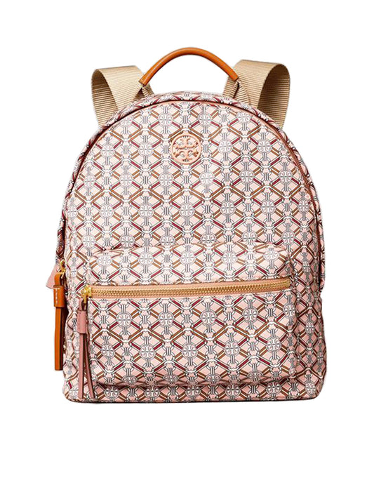 Tory Burch 77272 Piper Printed Small Zip Backpack Pink Gemini Link Medallion