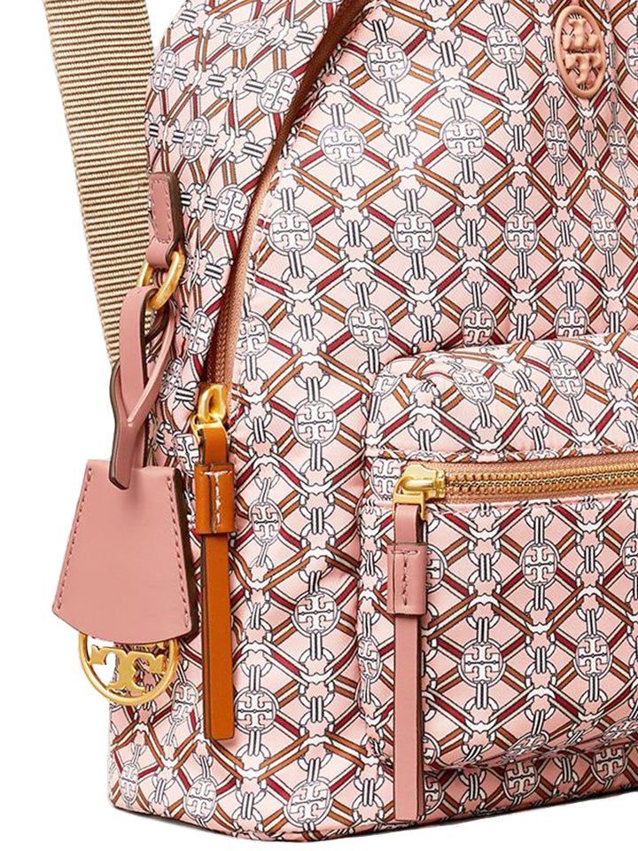 Tory Burch 77272 Piper Printed Small Zip Backpack Pink Gemini Link Medallion