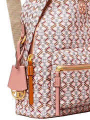 Tory Burch 77272 Piper Printed Small Zip Backpack Pink Gemini Link Medallion