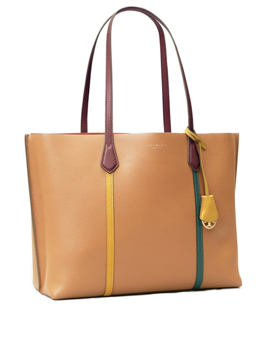 Tory Burch 78525 Perry Tote Colorblock Triplle Compartment Light Umber