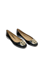 Tory Burch 79144 Benton 2 Ballet Flat Patent Leather Perfect Black