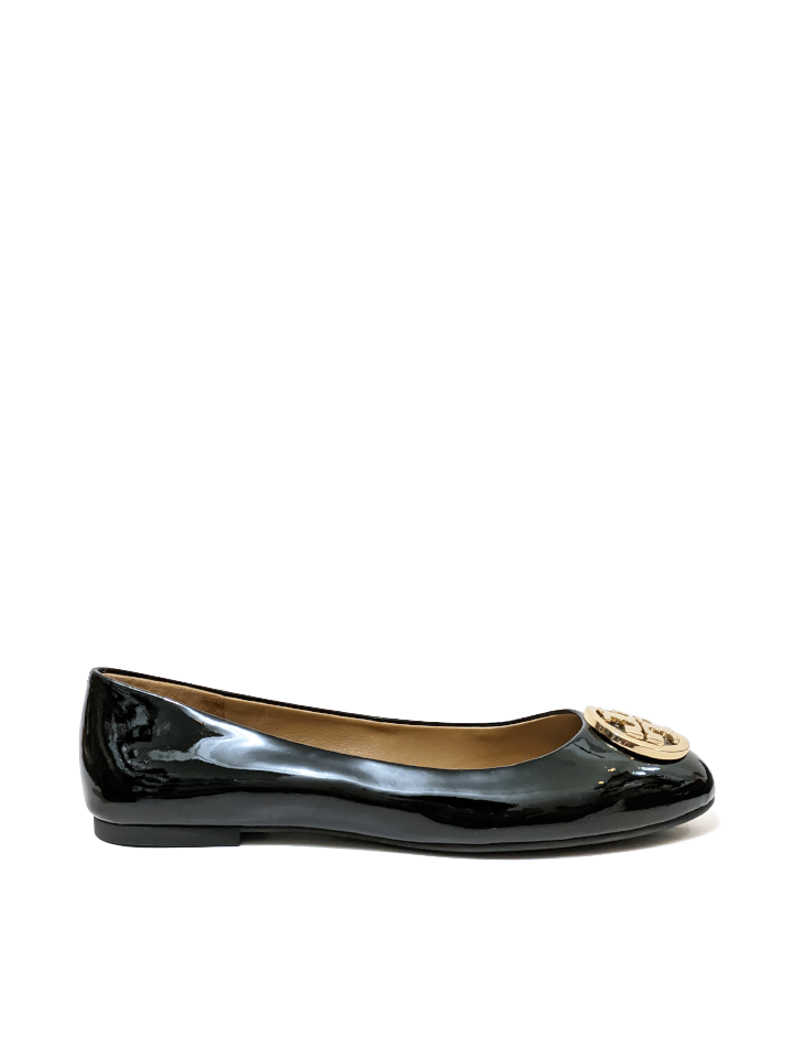 Tory burch black patent flats sale