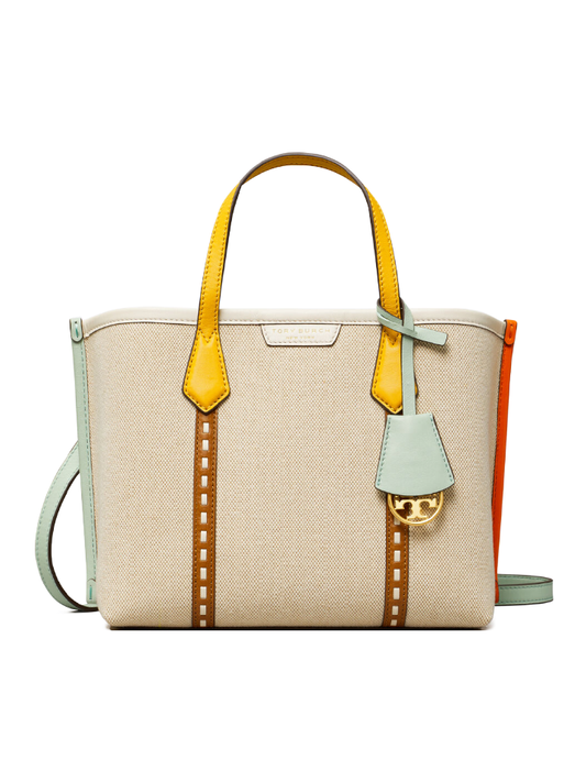 Tory Burch 80361 Perry Canvas Small Triple-Compartment Tote Bag