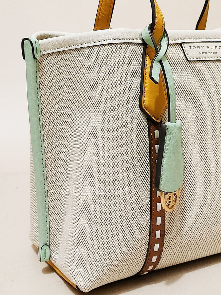 Tory Burch 80361 Perry Canvas Small Triple-Compartment Tote Bag