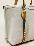 Tory Burch 80361 Perry Canvas Small Triple-Compartment Tote Bag