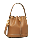Tory Burch T Monogram Leather Bucket Bag Moose
