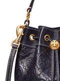 Tory Burch T Monogram Leather Mini Bucket Bag Midnight