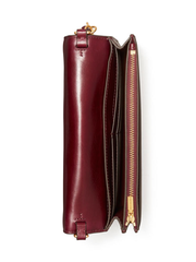 Tory Burch Fleming Soft Glazed Wallet Crossbody Bag Burgundy