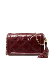 Tory Burch Fleming Soft Glazed Wallet Crossbody Bag Burgundy