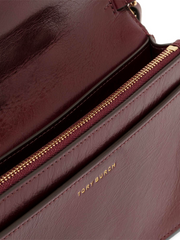 Tory Burch Fleming Soft Glazed Wallet Crossbody Bag Burgundy