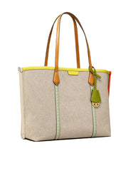 Tory Burch 80641 Perry Canvas Triple Compartment Tote Bag Natural Navy