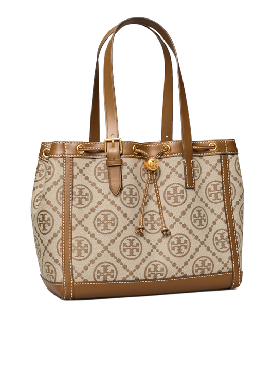 Tory Burch 81803 T Monogram Jacquard Small Tote Hazelnut