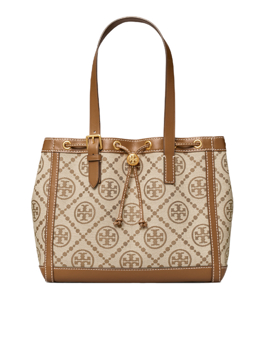 Tory Burch 81803 T Monogram Jacquard Small Tote Hazelnut