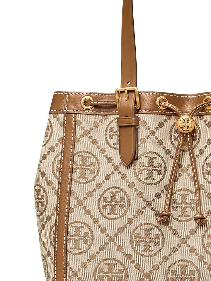 Tory Burch 81803 T Monogram Jacquard Small Tote Hazelnut