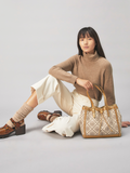 Tory Burch 81803 T Monogram Jacquard Small Tote Hazelnut