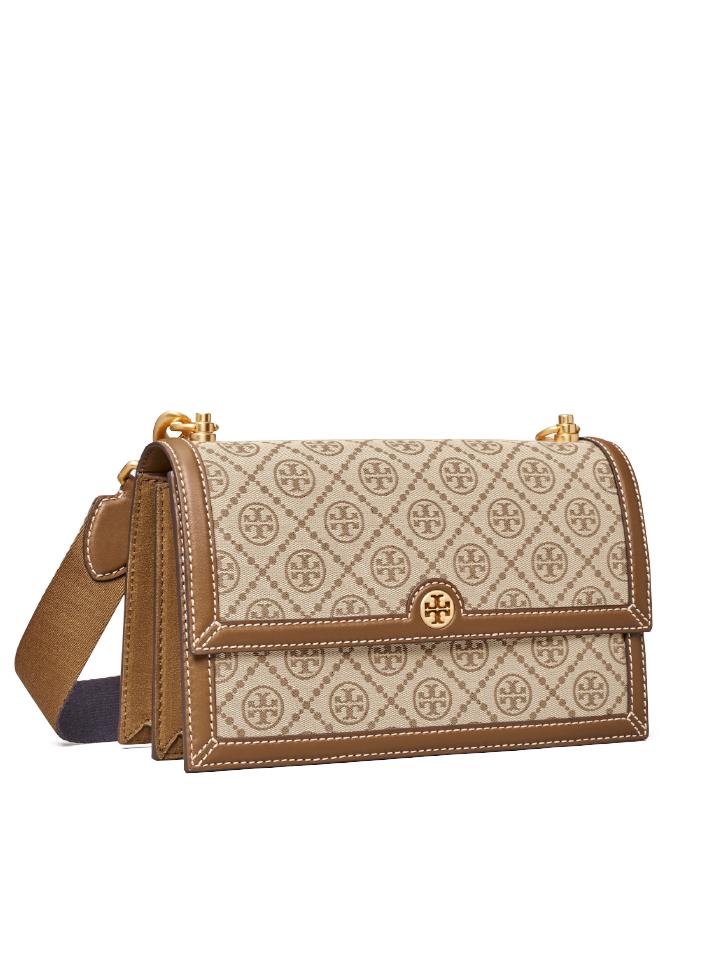 Tory Burch T Monogram Jacquard Shoulder Bag Hazelnut