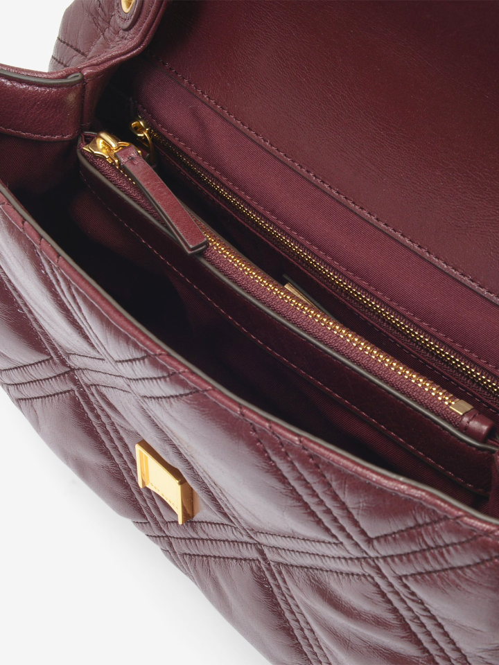 Tory Burch 82001 Fleming Soft Glazed Convertible Shoulder Bag Nebbiolo