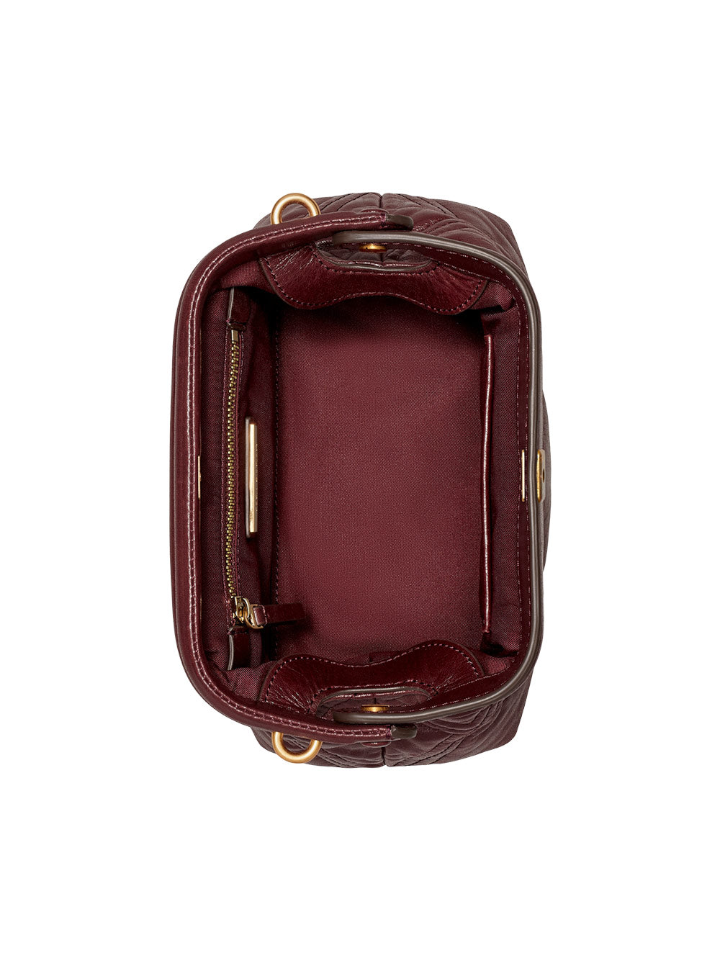 Tory Burch 82005 Fleming Soft Glazed Small Frame Crossbody Nebblolo