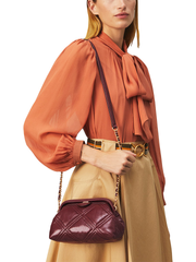 Tory Burch 82005 Fleming Soft Glazed Small Frame Crossbody Nebblolo