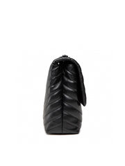 Tory Burch 82775 Kira Chevron Powder Coated Medium Convertible Shoulder Bag Black