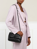 Tory Burch 82285 Kira Chevron Powder Coated Small Convertible Shoulder Bag Black