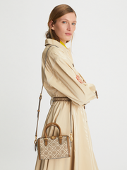 Tory Burch 82939 T Monogram Jacquard Mini Barrel Hazelnut Brown