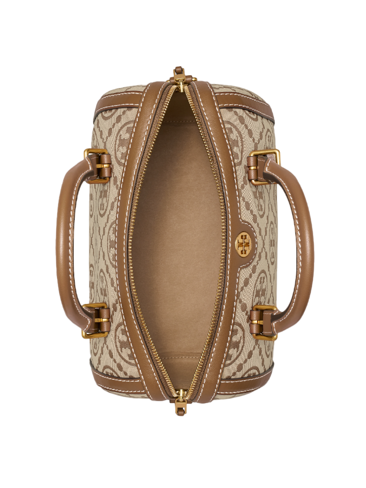 Tory Burch 83970 T Monogram Jacquard Barrel Bag Hazelnut