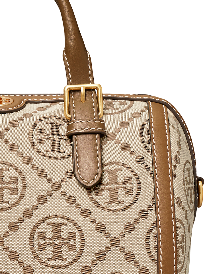 Tory Burch 83970 T Monogram Jacquard Barrel Bag Hazelnut