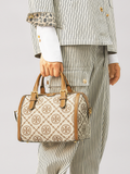 Tory Burch 83970 T Monogram Jacquard Barrel Bag Hazelnut