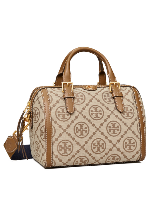 Tory Burch 83970 T Monogram Jacquard Barrel Bag Hazelnut
