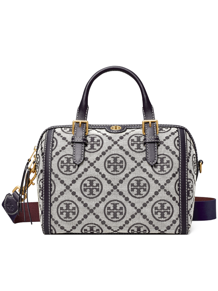 Tory Burch 83970 T Monogram Jacquard Barrel Bag Navy